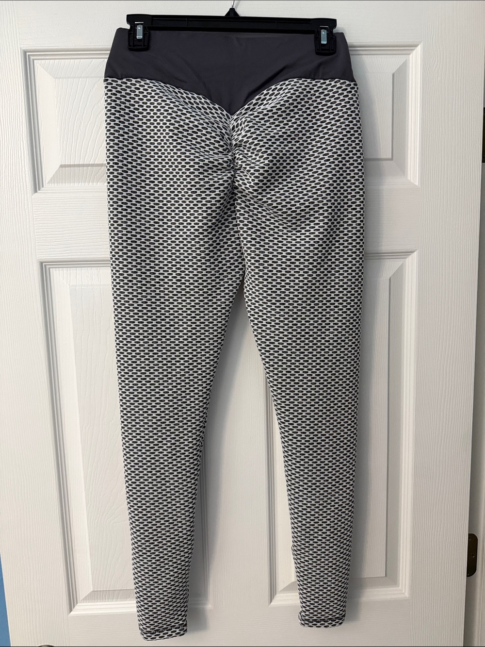 High-Rise Textured Gray Scrunch Leggings